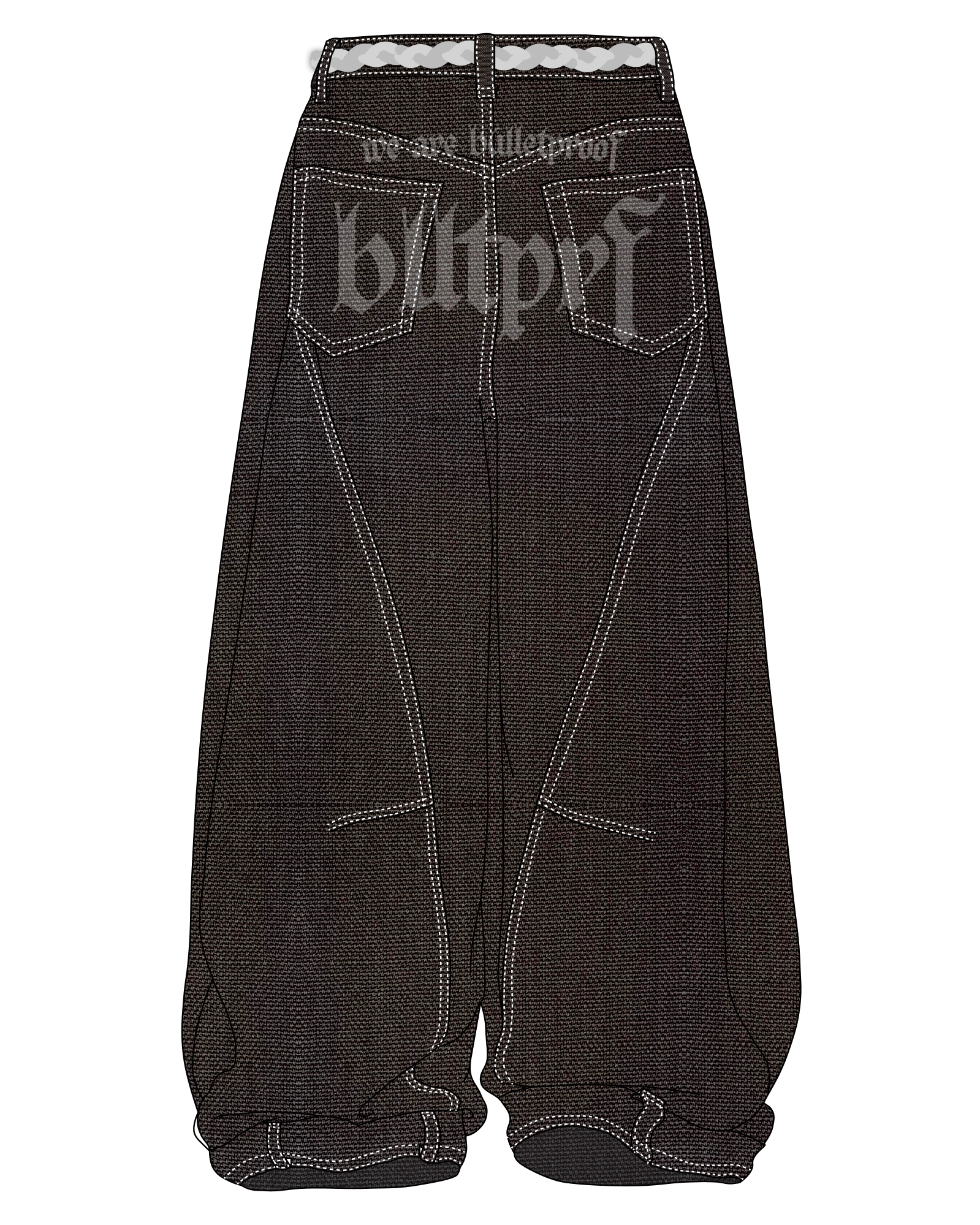 blltprf red baggy jeans