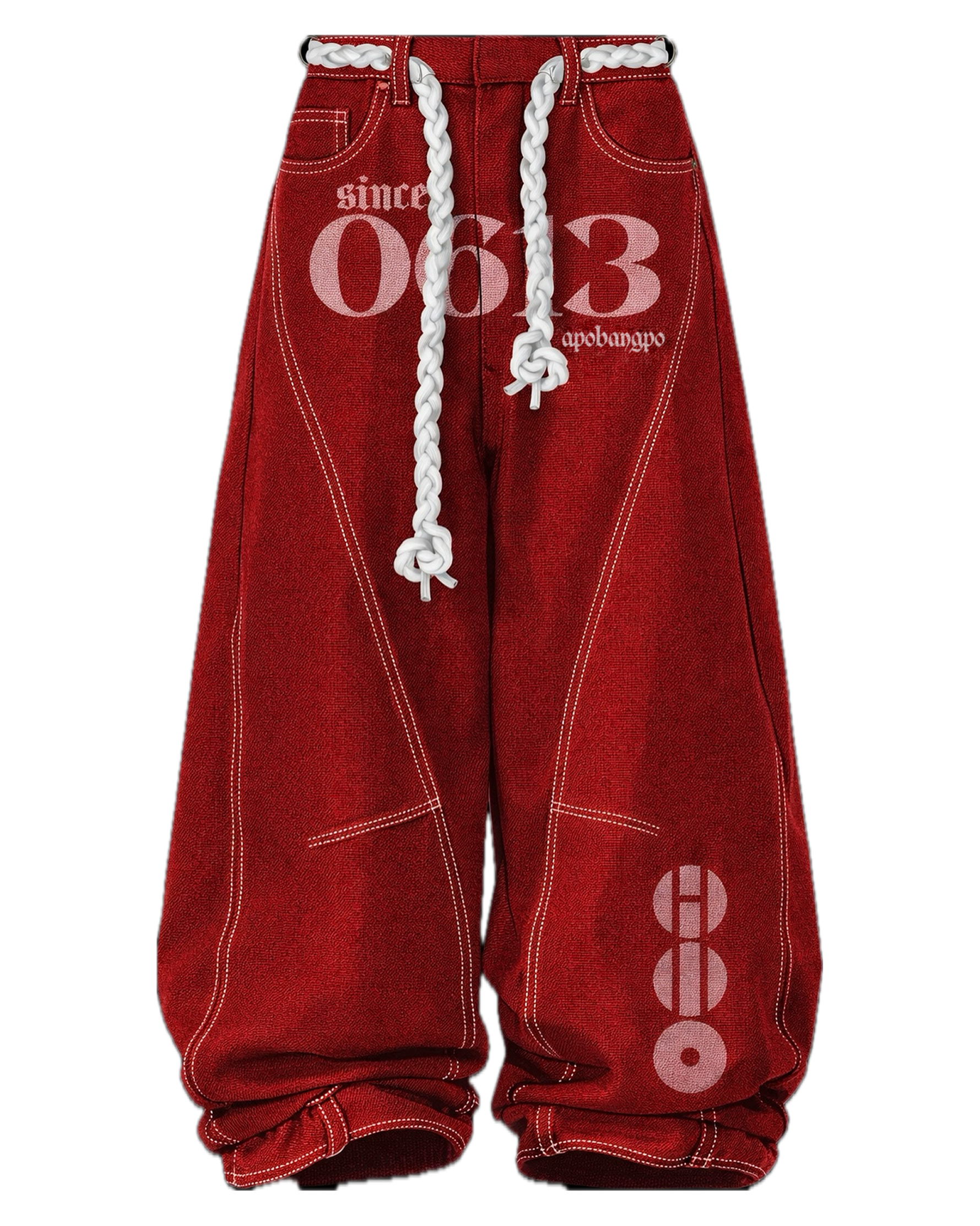 blltprf red baggy jeans