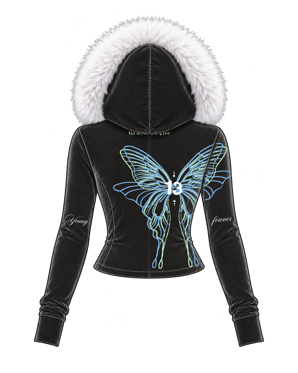 jimin's angel fur zip-up