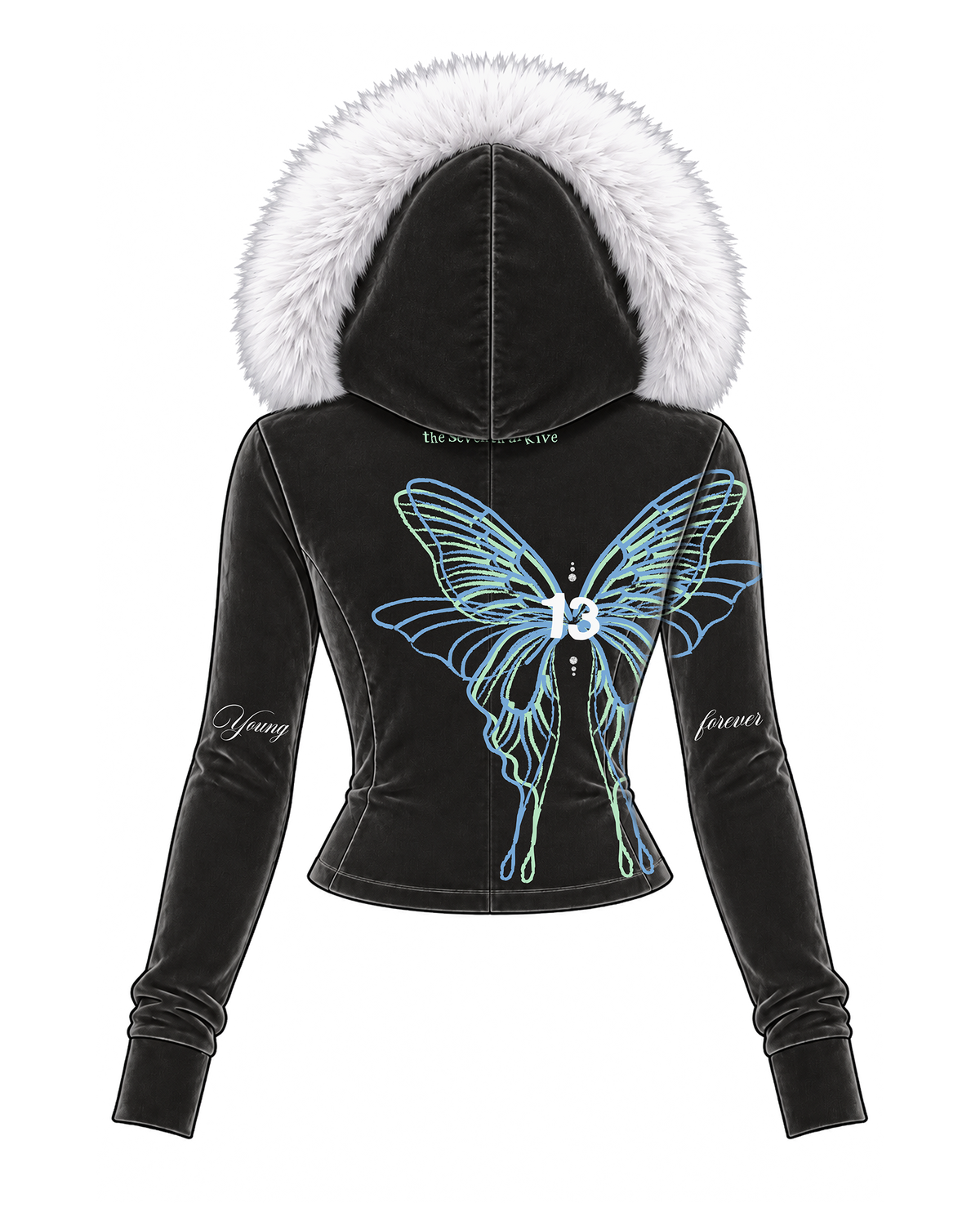 jimin's angel fur zip-up
